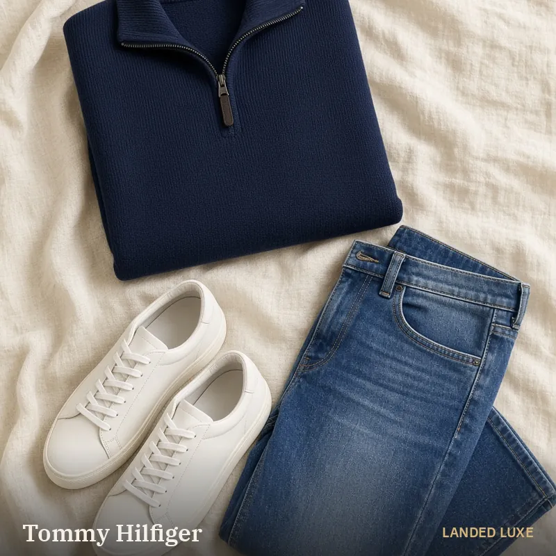 Illustrative scene for Tommy Hilfiger Men’s Essential Leather Vulcanised Trainers – not the actual product